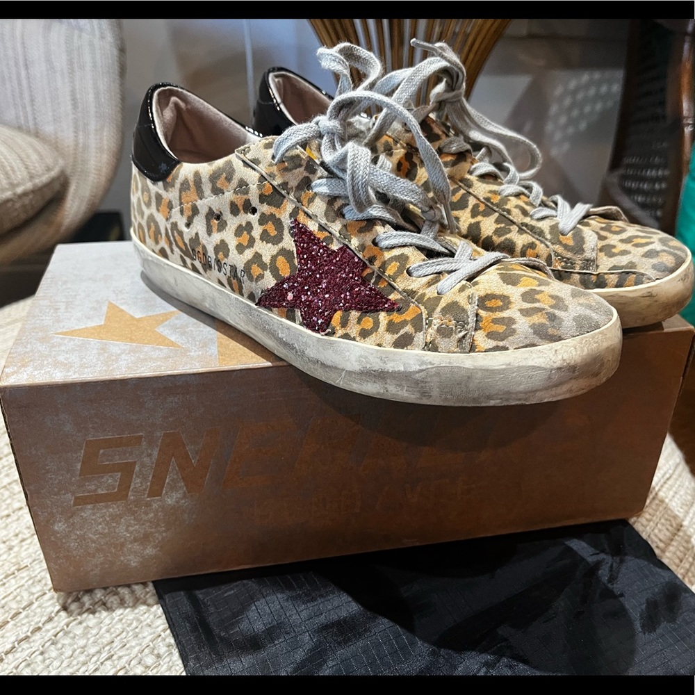 Golden Goose Suede Animal Print Low Top Sneakers - Size 36 (US) 6